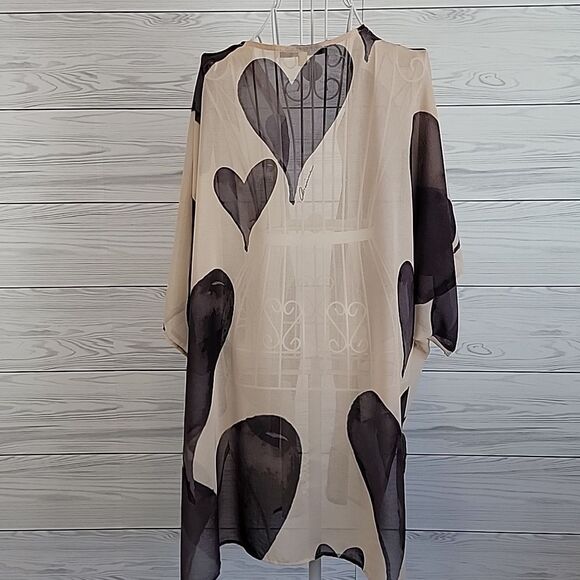 Romana LaRue by Arianne sheer kimono wrap beige & brown Women's Size OS - Picture 7 of 13